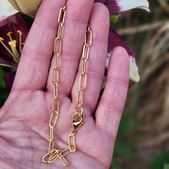 Paperclip Link Chain Anklet - Picture 8 of 9